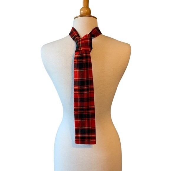 Vintage Wool Plaid Square Bottom Necktie 1970s - Picture 8 of 8